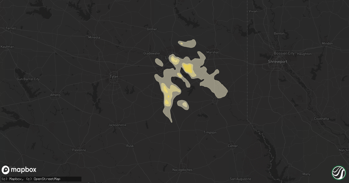 Hail map in Henderson, TX on October 5, 2014