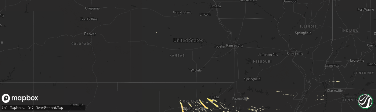 Hail map in Kansas on October 5, 2014