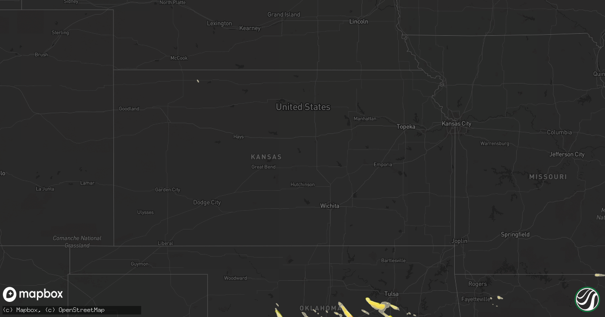Hail map in Kansas on October 5, 2014