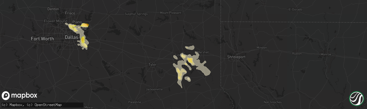 Hail map in Longview, TX on October 5, 2014