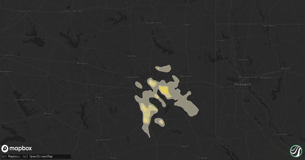 Hail map in Longview, TX on October 5, 2014