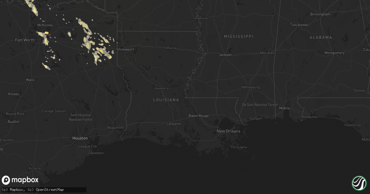 Hail map in Louisiana on October 5, 2014