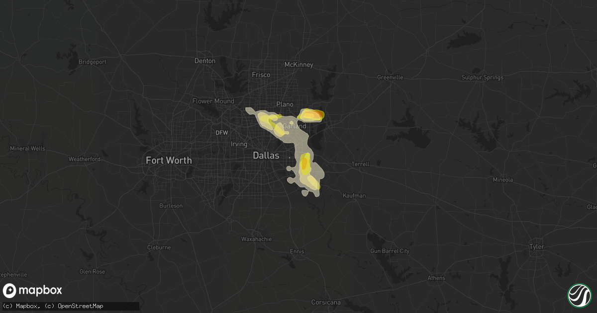 Hail map in Mesquite, TX on October 5, 2014