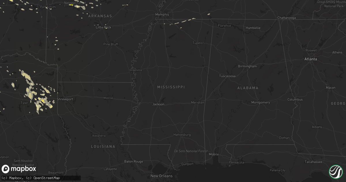 Hail map in Mississippi on October 5, 2014