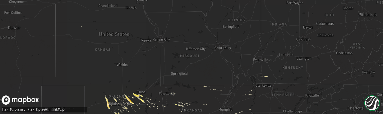 Hail map in Missouri on October 5, 2014