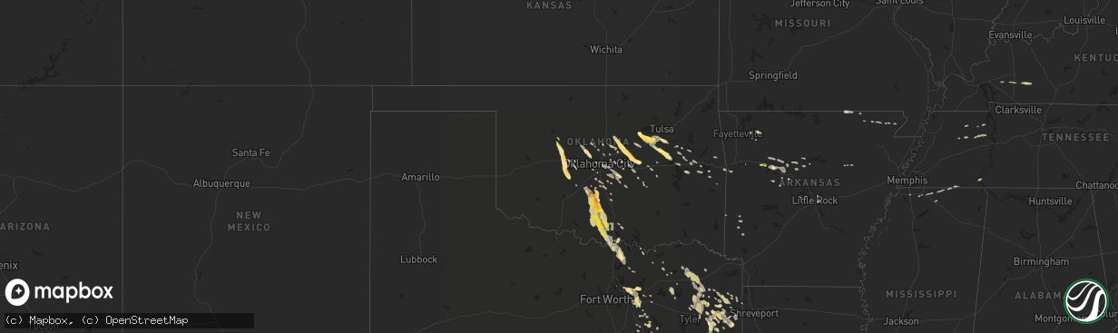 Hail map in Oklahoma on October 5, 2014