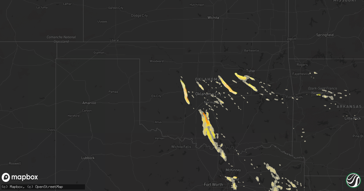 Hail map in Oklahoma on October 5, 2014