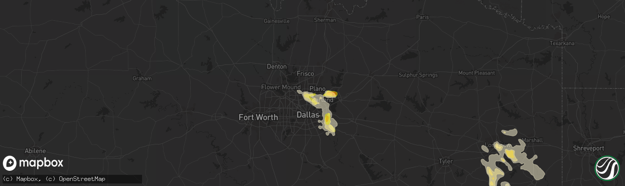 Hail map in Richardson, TX on October 5, 2014