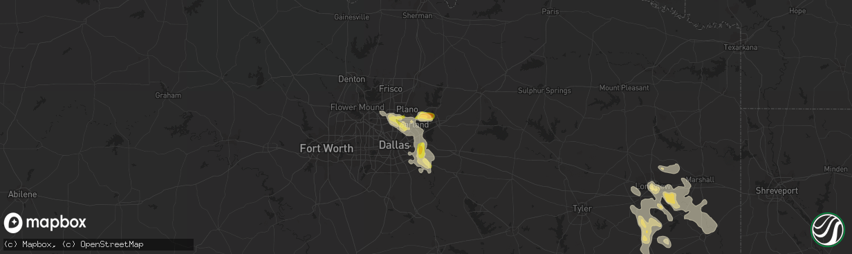 Hail map in Rowlett, TX on October 5, 2014