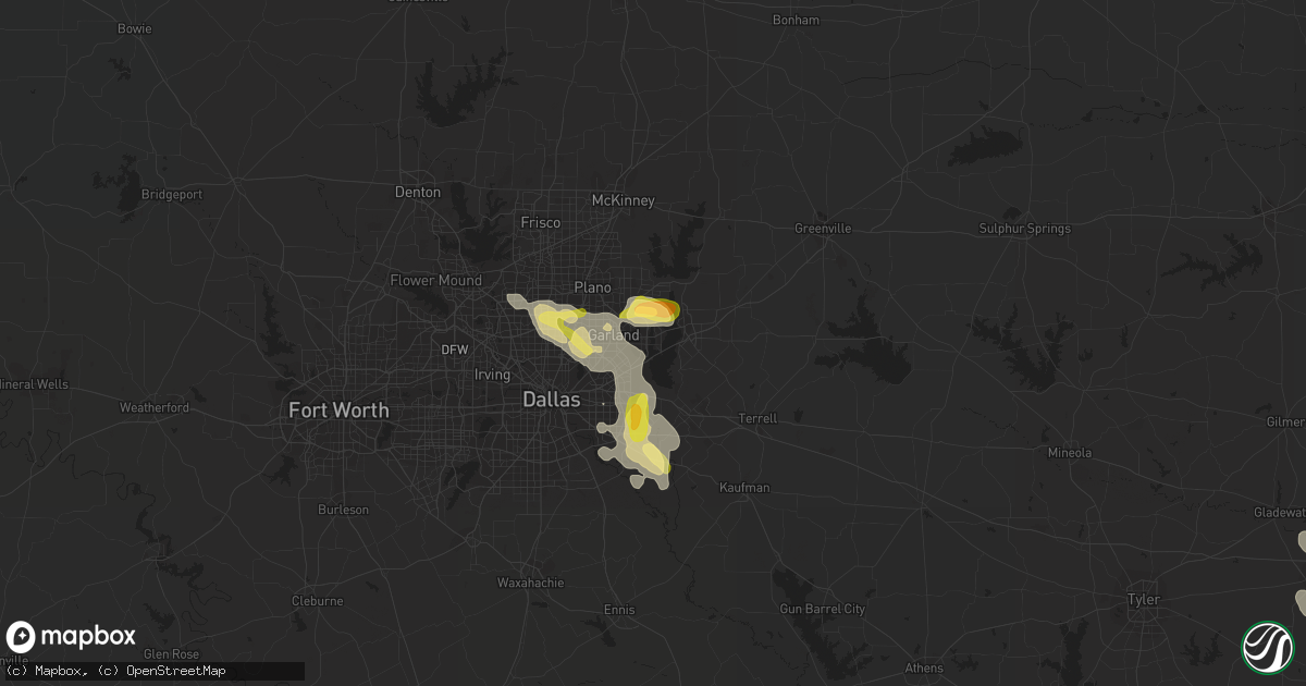 Hail map in Rowlett, TX on October 5, 2014