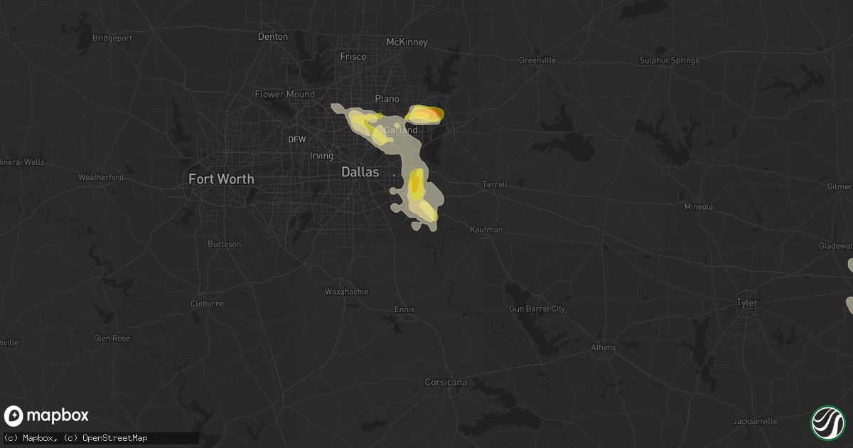 Hail map in Seagoville, TX on October 5, 2014