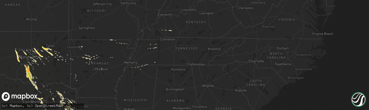 Hail map in Tennessee on October 5, 2014