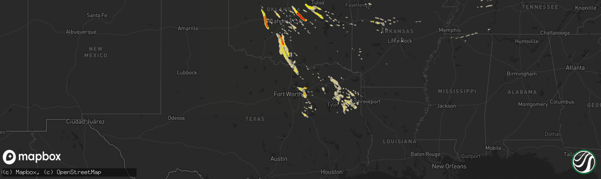 Hail map on October 5, 2014