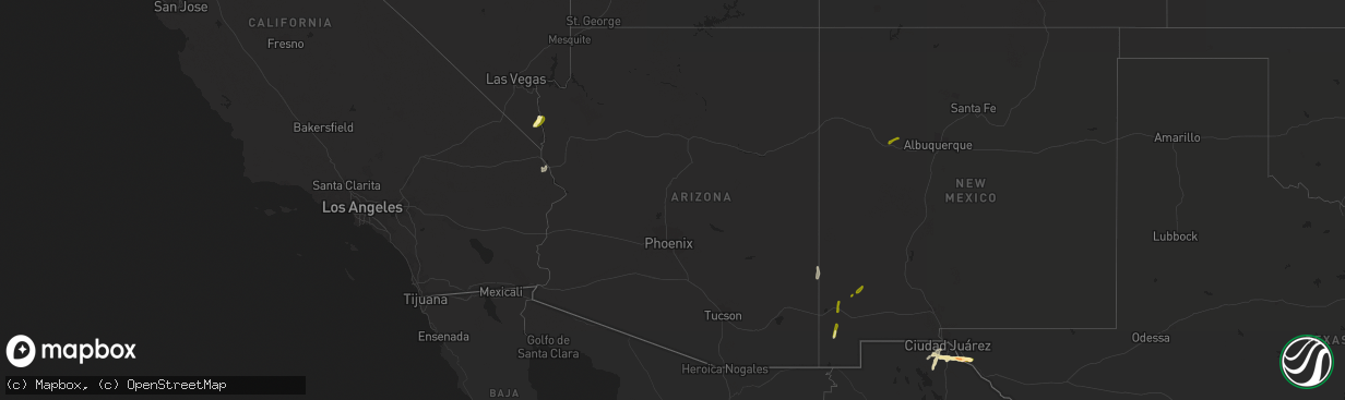 Hail map in Arizona on October 5, 2015