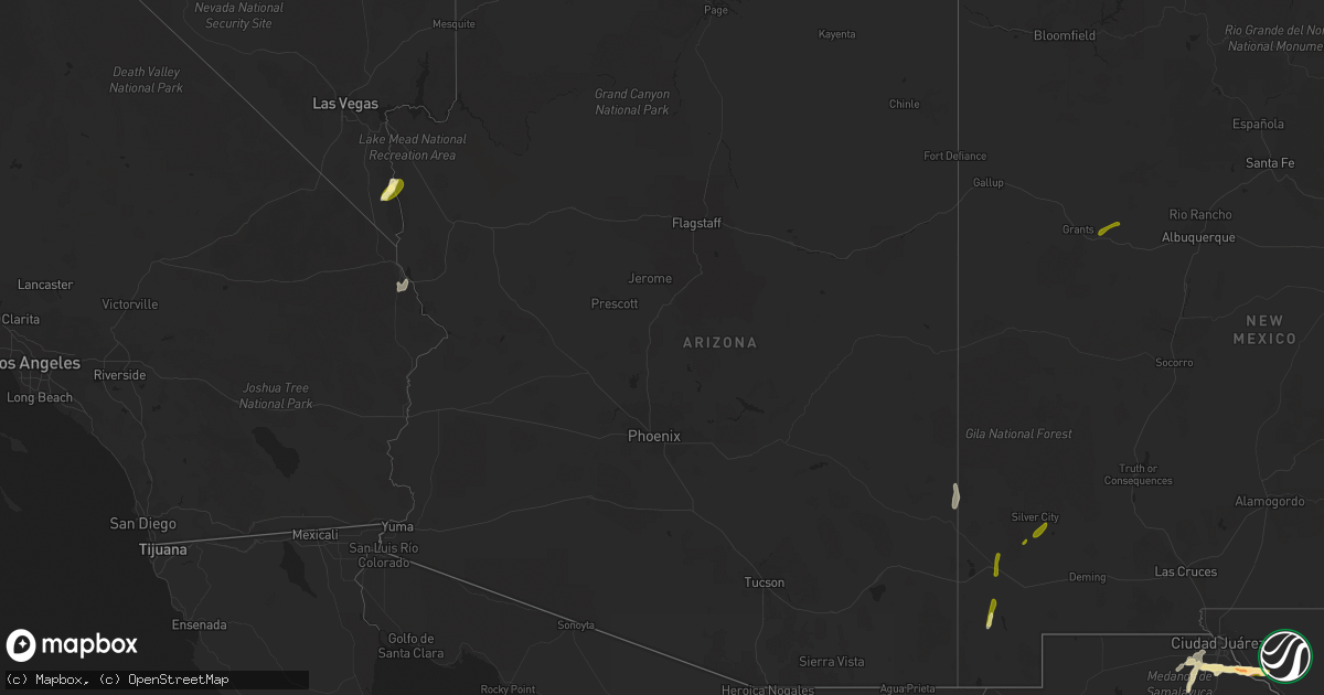 Hail map in Arizona on October 5, 2015
