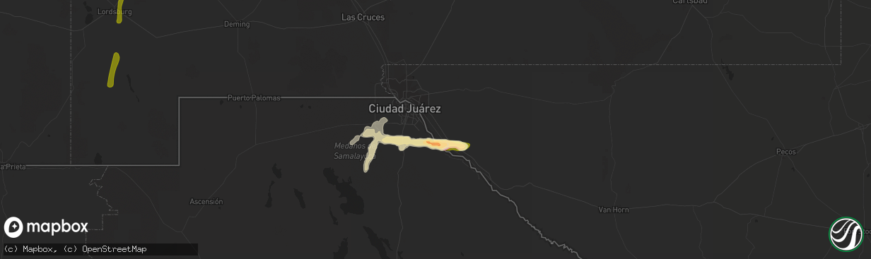 Hail map in Clint, TX on October 5, 2015