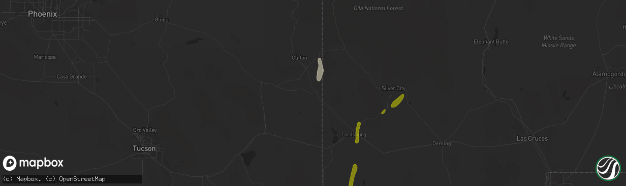 Hail map in Duncan, AZ on October 5, 2015