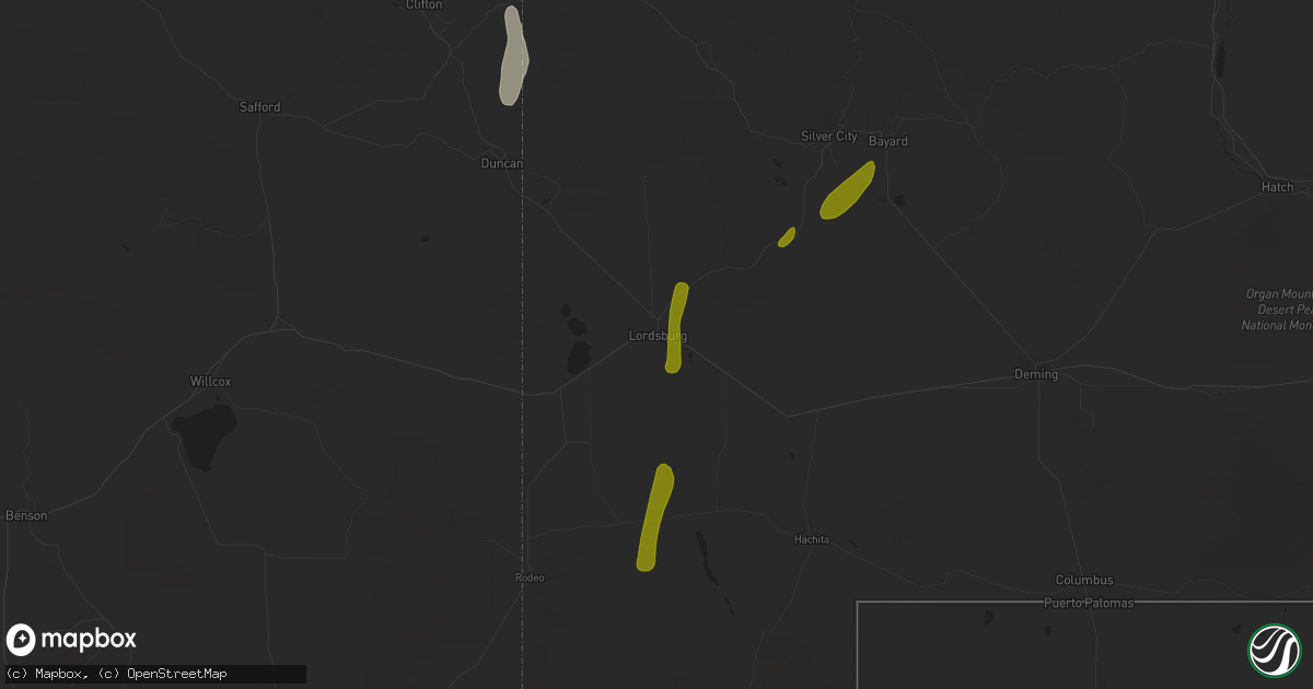 Hail map in Lordsburg, NM on October 5, 2015