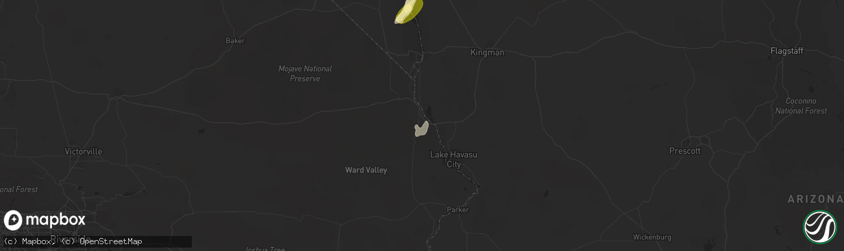 Hail map in Needles, CA on October 5, 2015