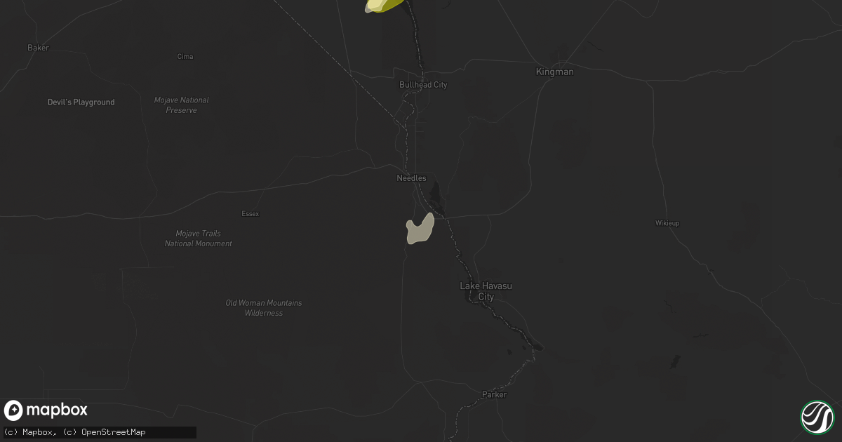 Hail map in Needles, CA on October 5, 2015