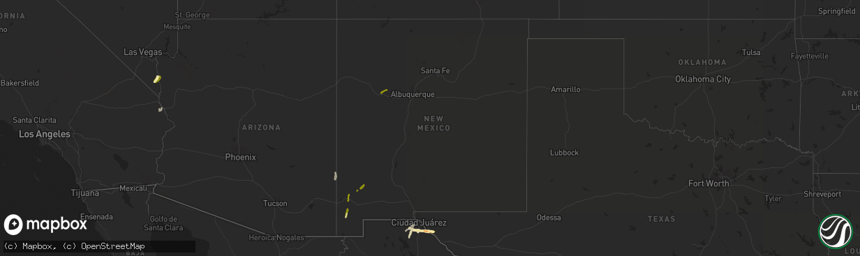 Hail map in New Mexico on October 5, 2015