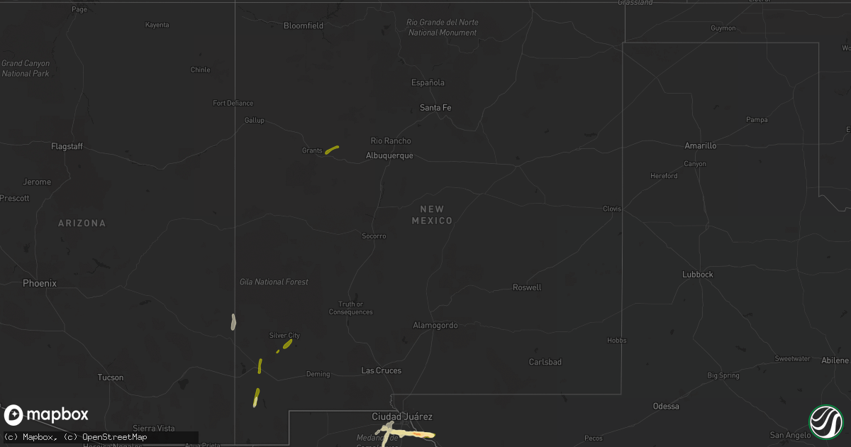 Hail map in New Mexico on October 5, 2015