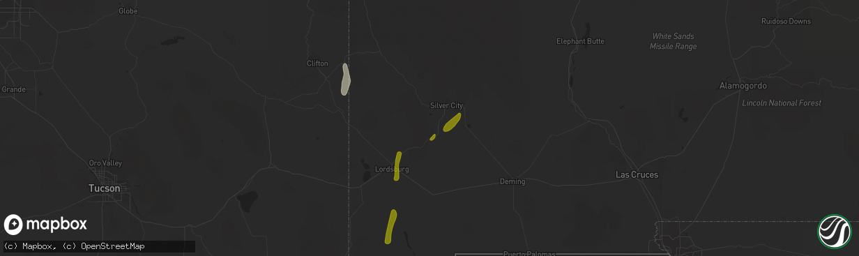 Hail map in Silver City, NM on October 5, 2015