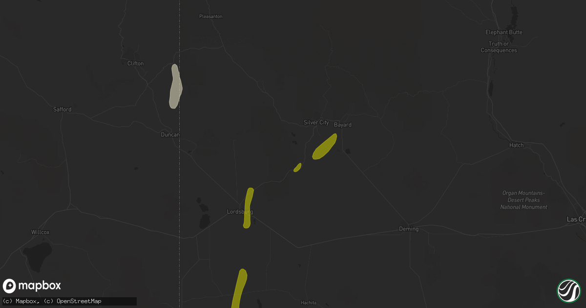 Hail map in Silver City, NM on October 5, 2015