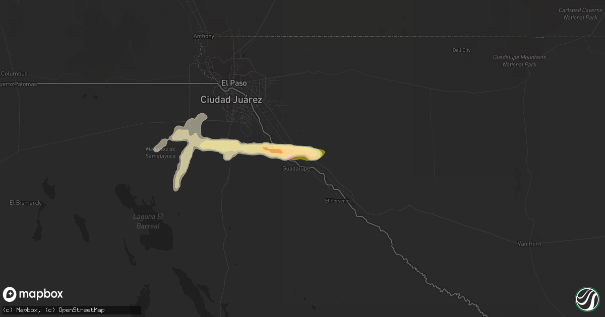 Hail map in Tornillo, TX on October 5, 2015
