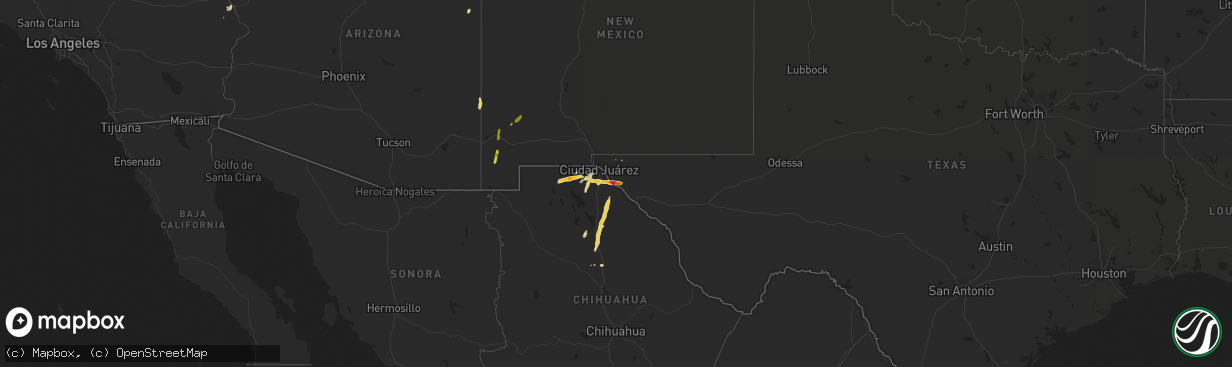 Hail map on October 5, 2015