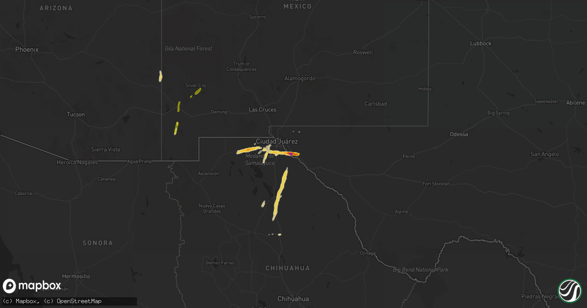 Hail map on October 5, 2015