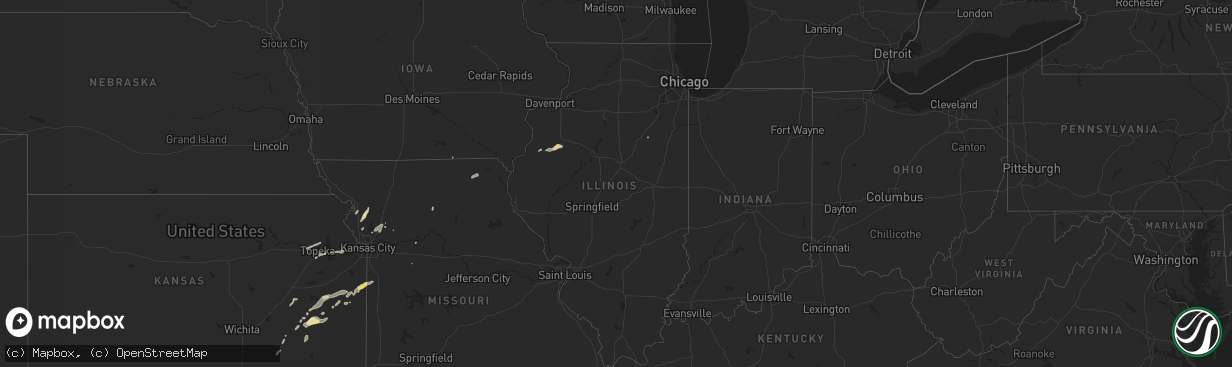 Hail map in Illinois on October 5, 2016