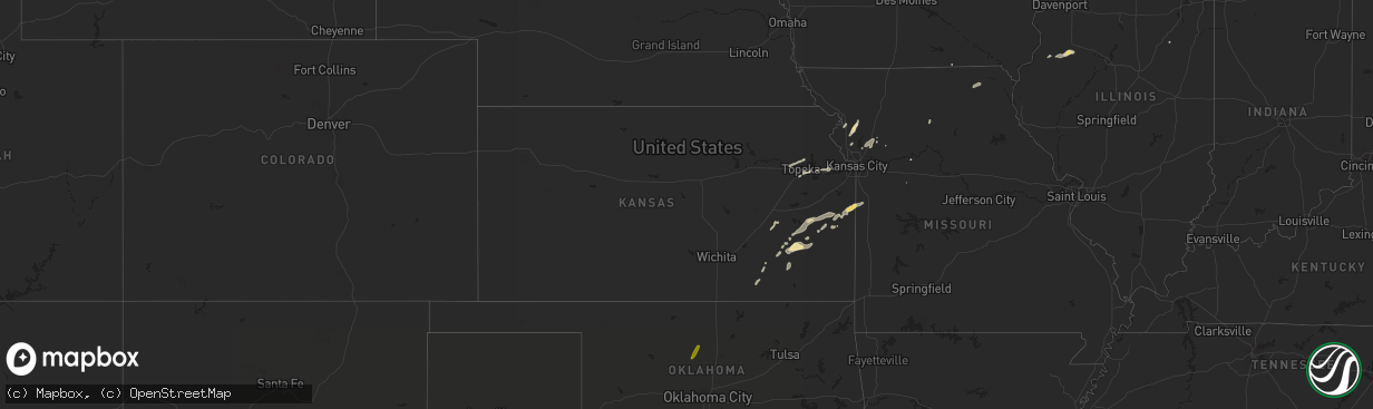 Hail map in Kansas on October 5, 2016