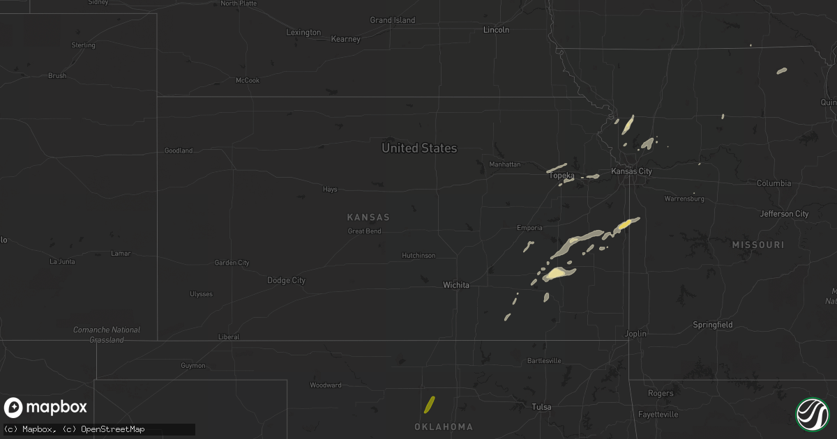 Hail map in Kansas on October 5, 2016