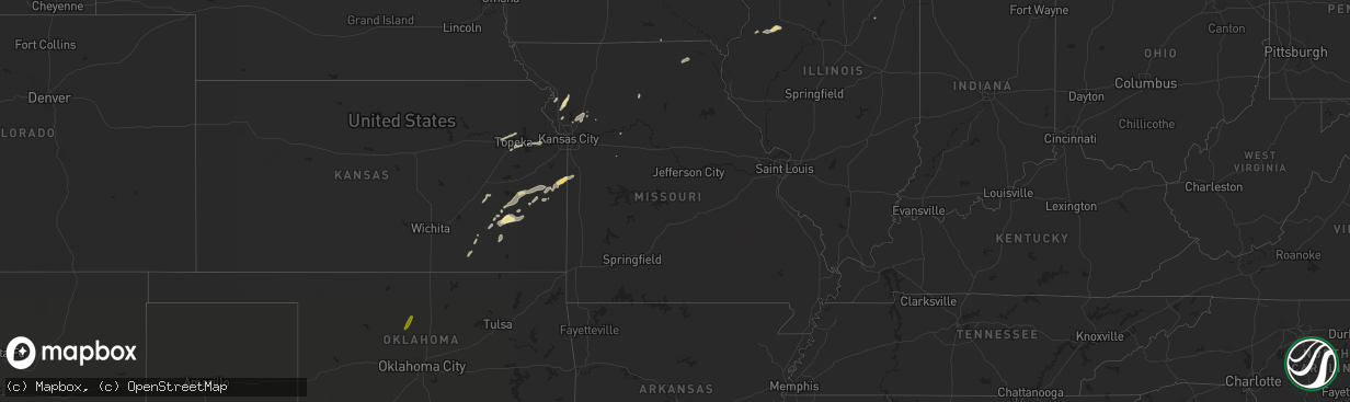 Hail map in Missouri on October 5, 2016