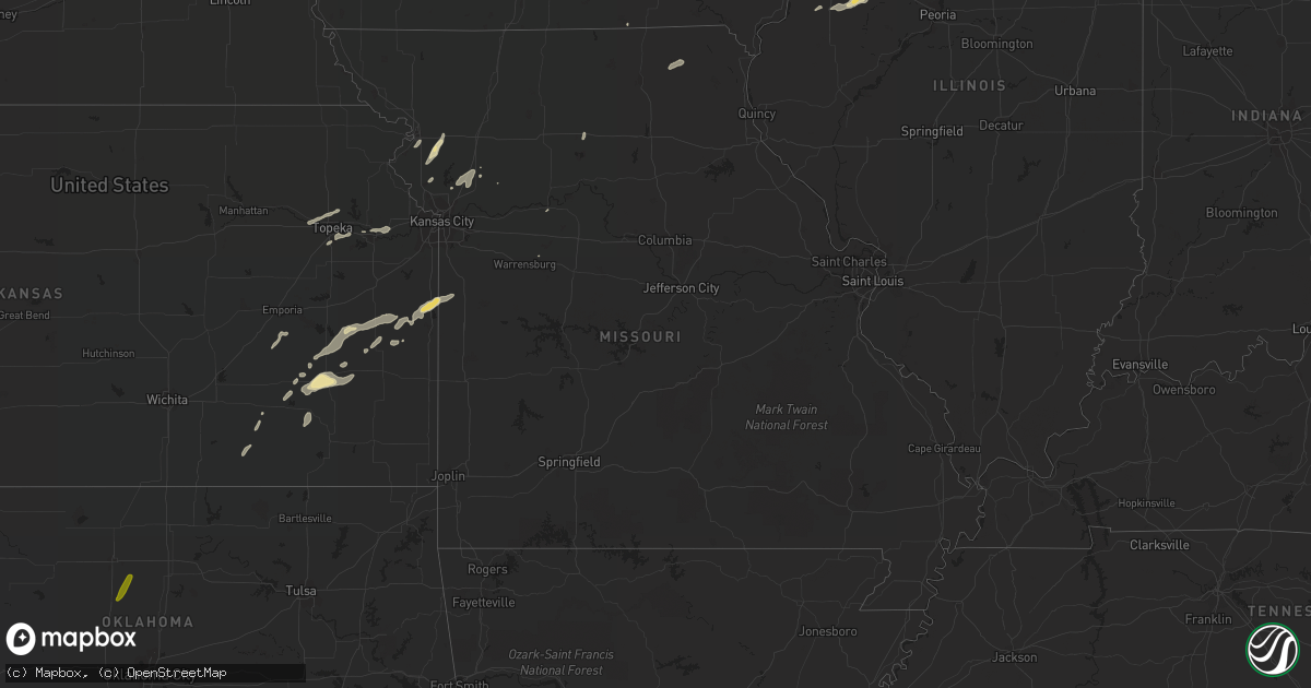 Hail map in Missouri on October 5, 2016