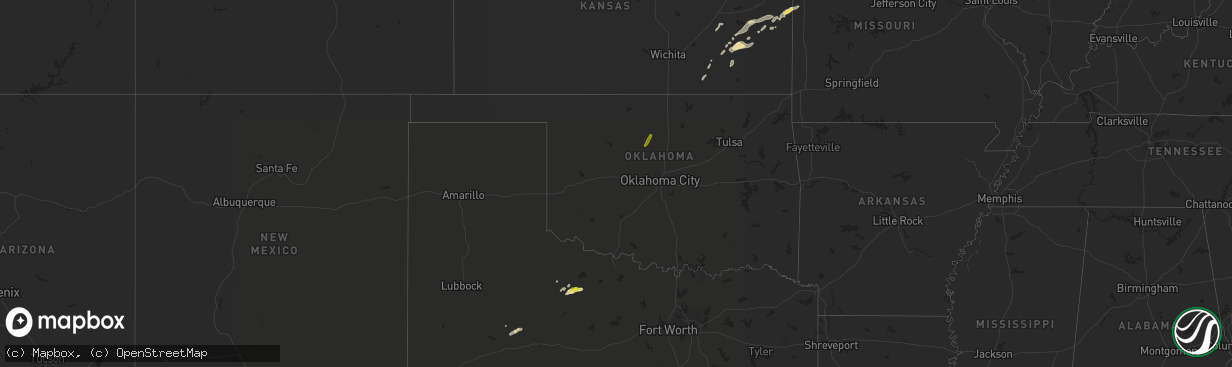 Hail map in Oklahoma on October 5, 2016