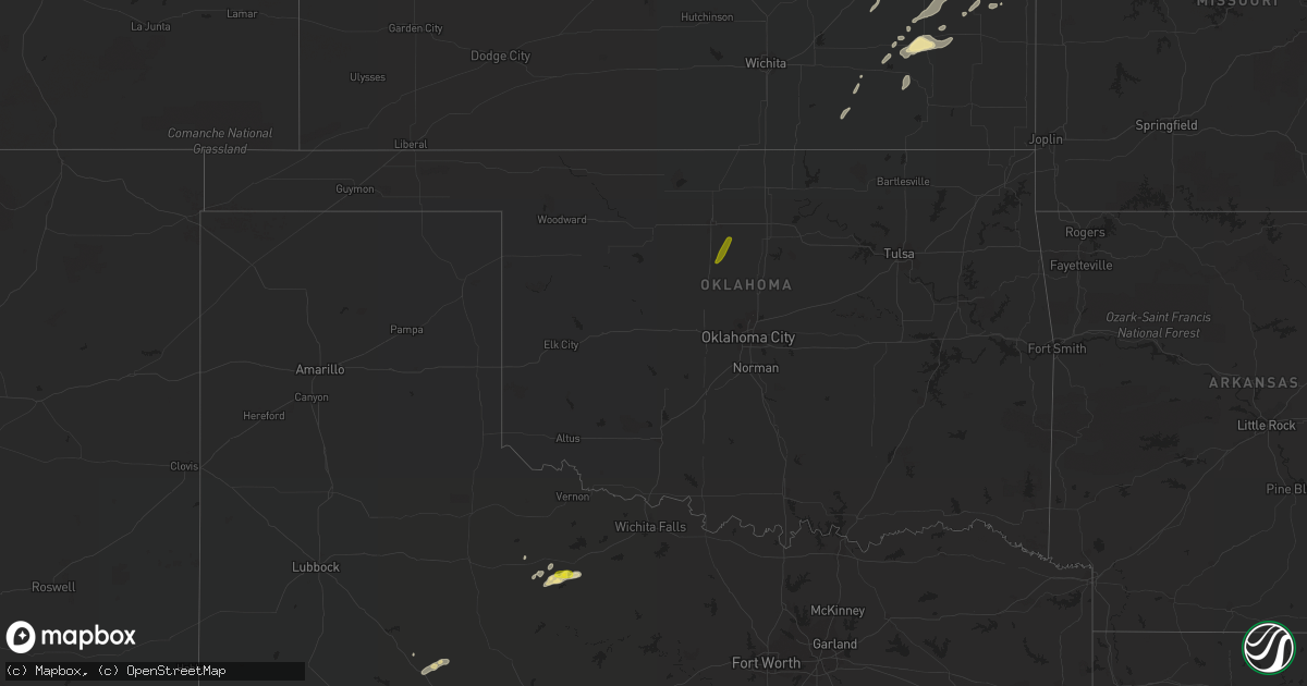 Hail map in Oklahoma on October 5, 2016