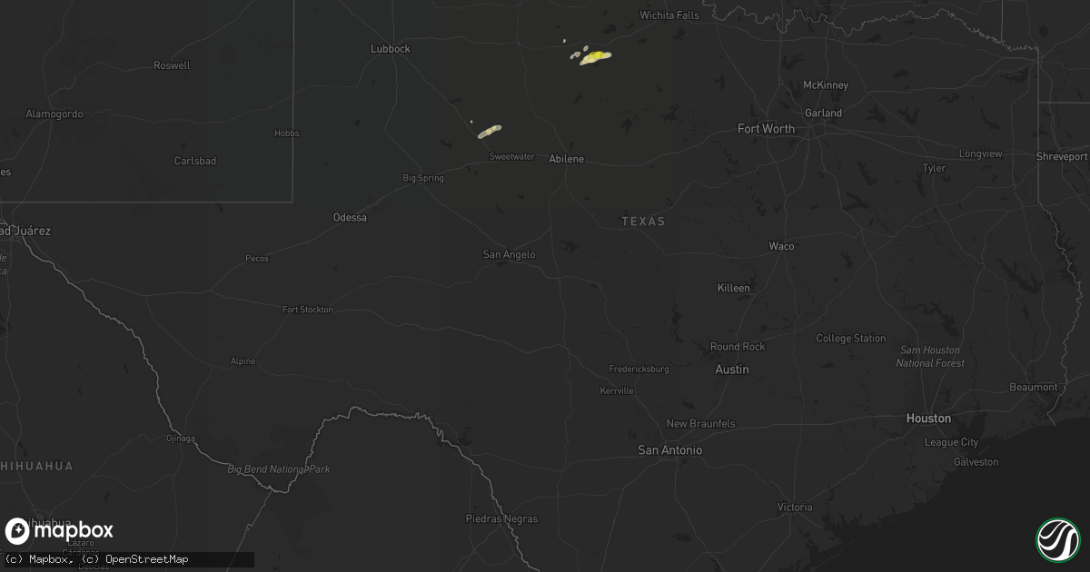 Hail map in Texas on October 5, 2016
