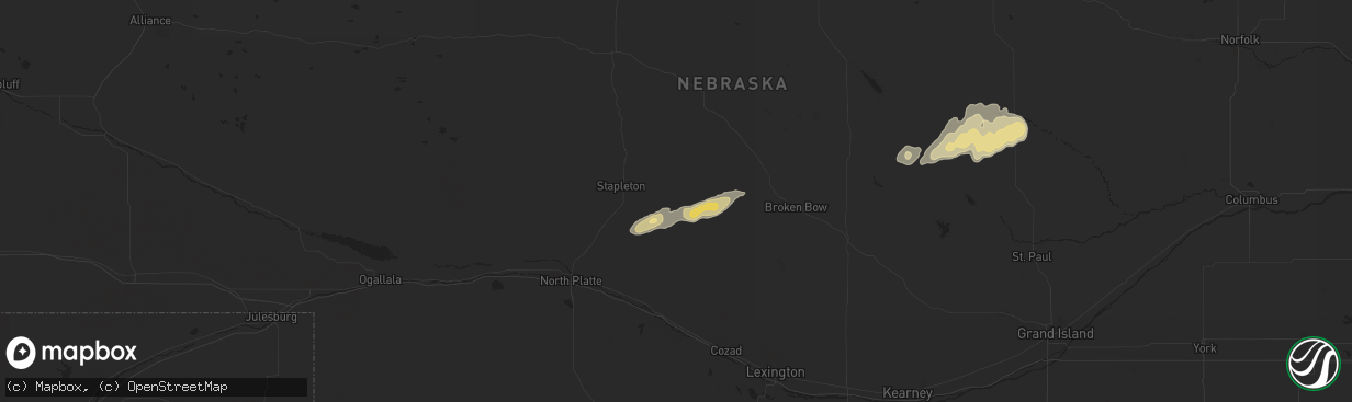 Hail map in Arnold, NE on October 5, 2017