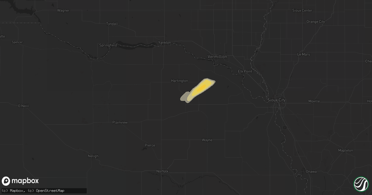 Hail map in Coleridge, NE on October 5, 2017