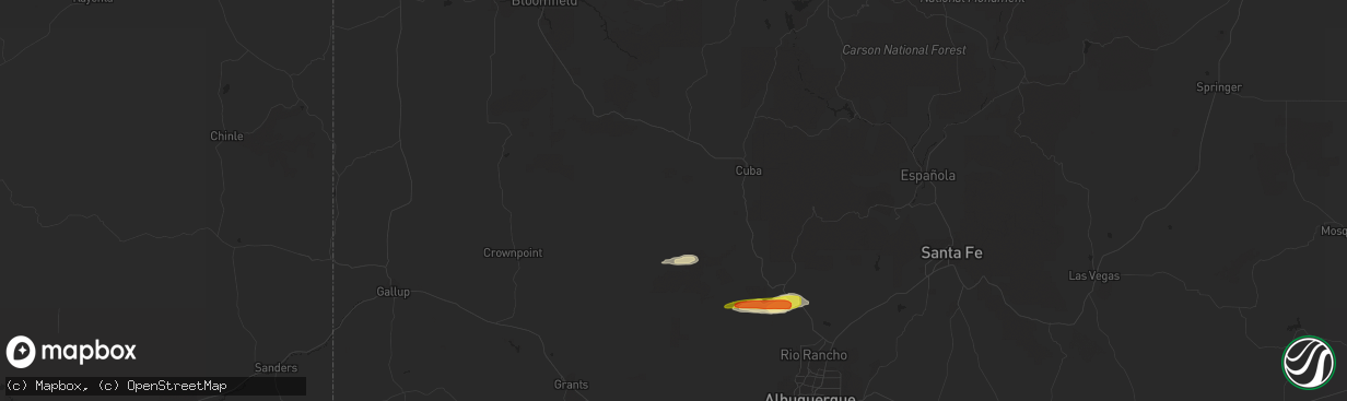 Hail map in Cuba, NM on October 5, 2017