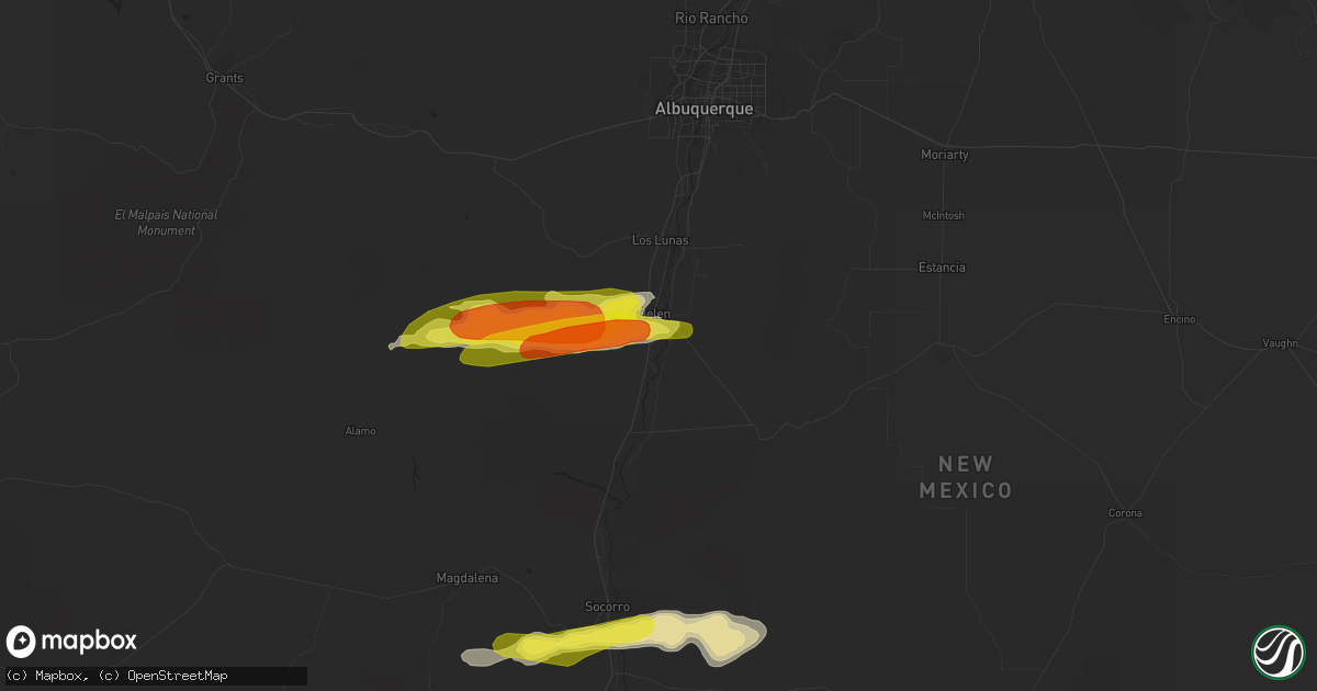 Hail map in Jarales, NM on October 5, 2017