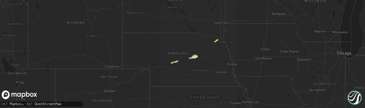 Hail map in Nebraska on October 5, 2017