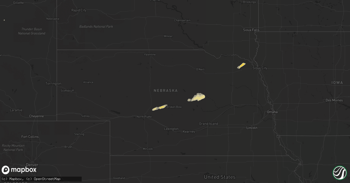 Hail map in Nebraska on October 5, 2017