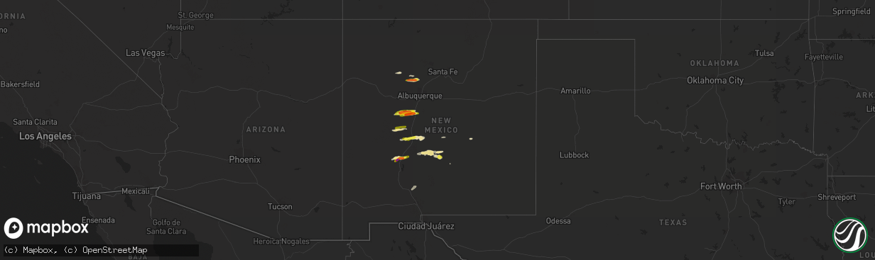 Hail map in New Mexico on October 5, 2017