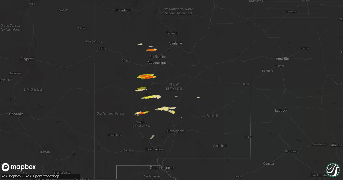 Hail map in New Mexico on October 5, 2017