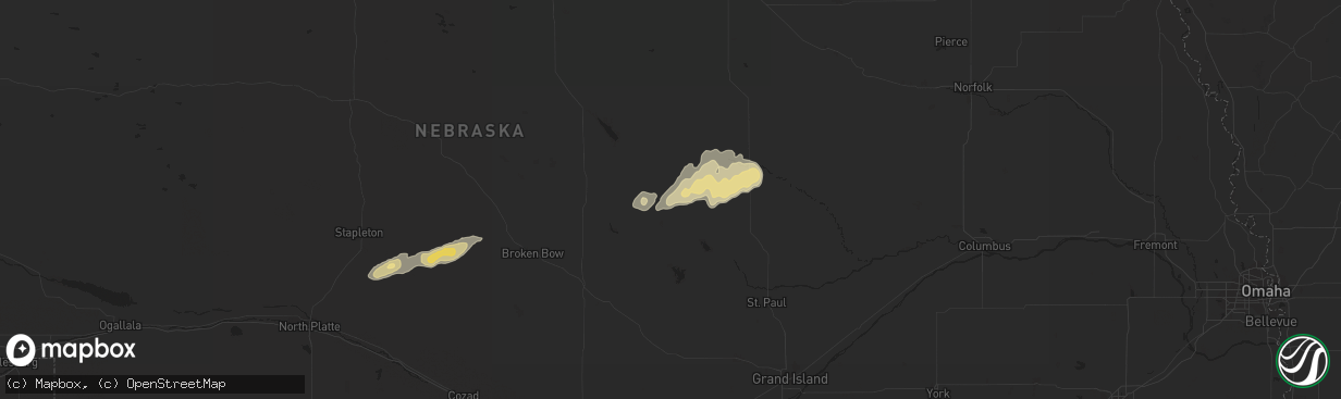 Hail map in Ord, NE on October 5, 2017