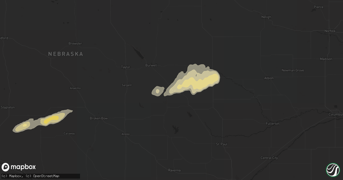 Hail map in Ord, NE on October 5, 2017