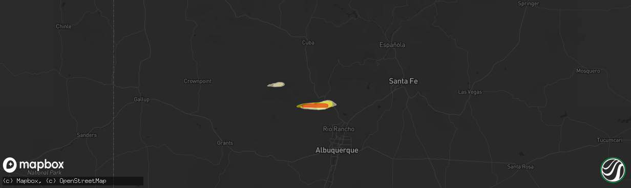 Hail map in San Ysidro, NM on October 5, 2017